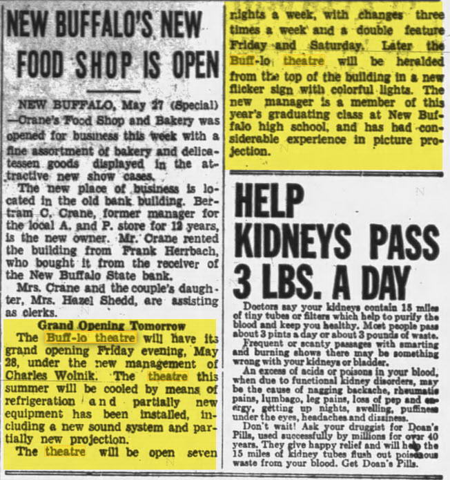 Buff-Lo Theatre - May 27 1937 Opening Again